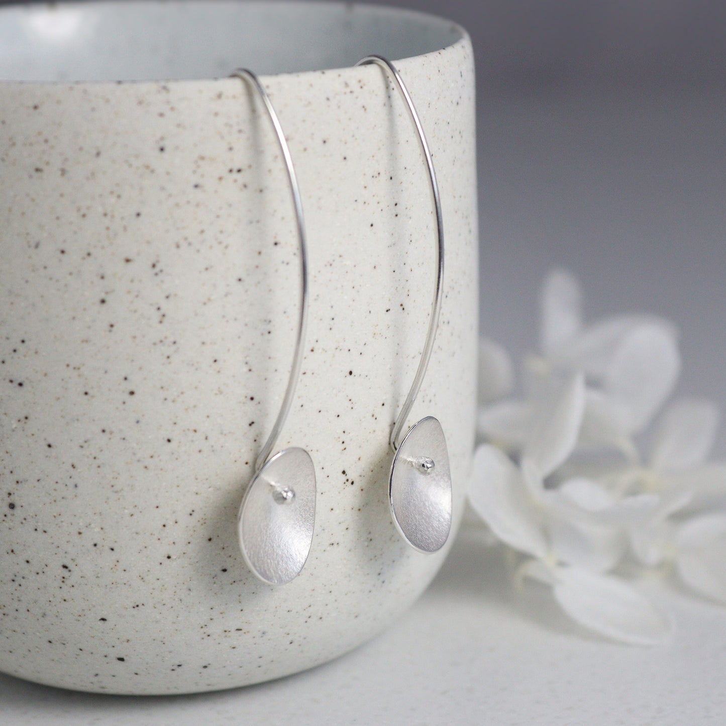 Long Silver Large Seed Earrings