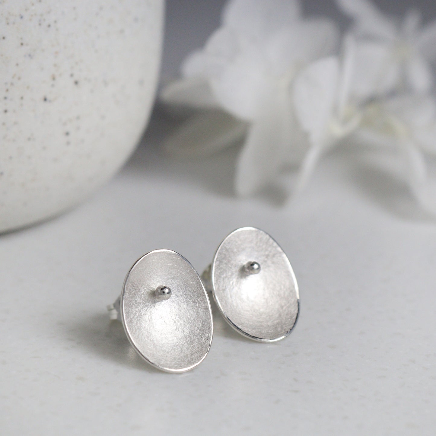 Large Silver Seed Stud Earrings