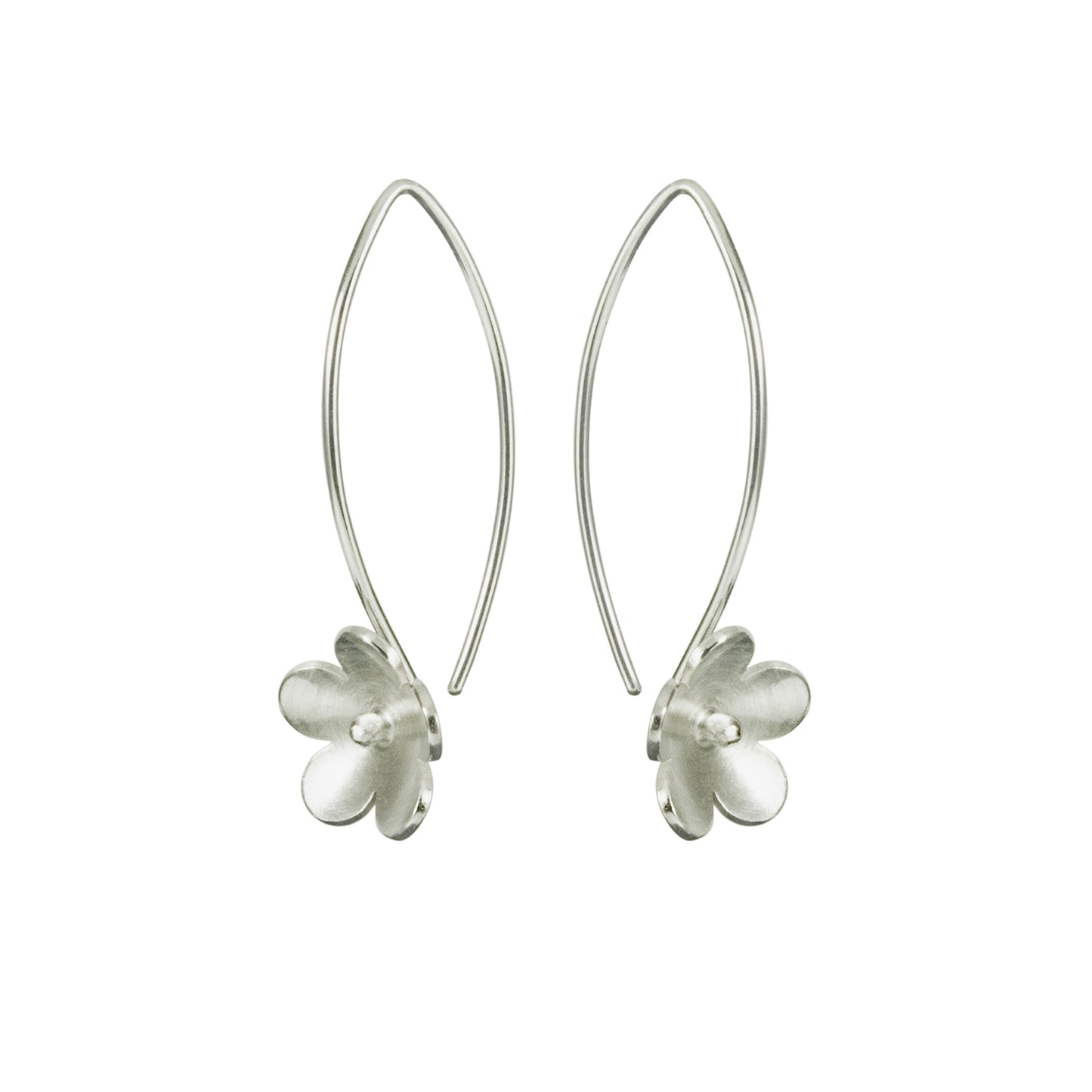 Silver Small Blossom Long Earring