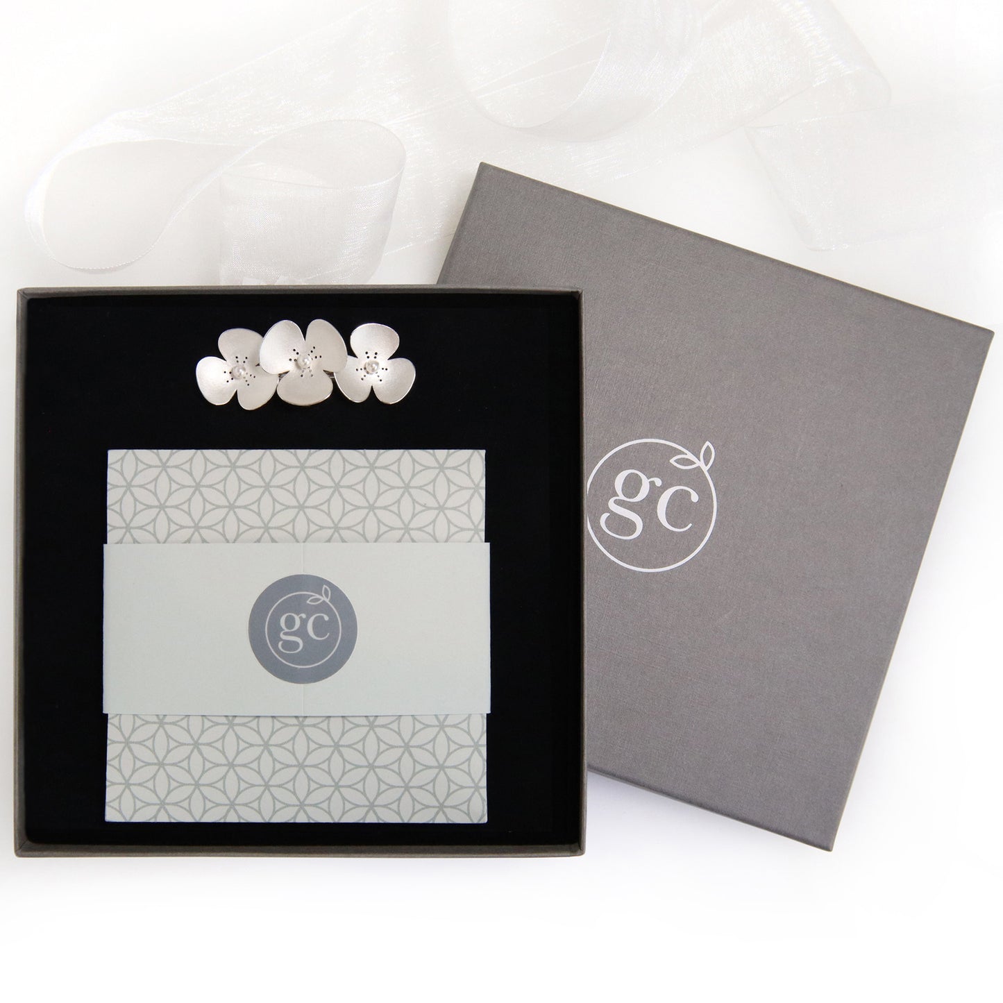 Three Silver and Pearl Poppies Bridal Barette Hairclip, which instantly convert into jewellery