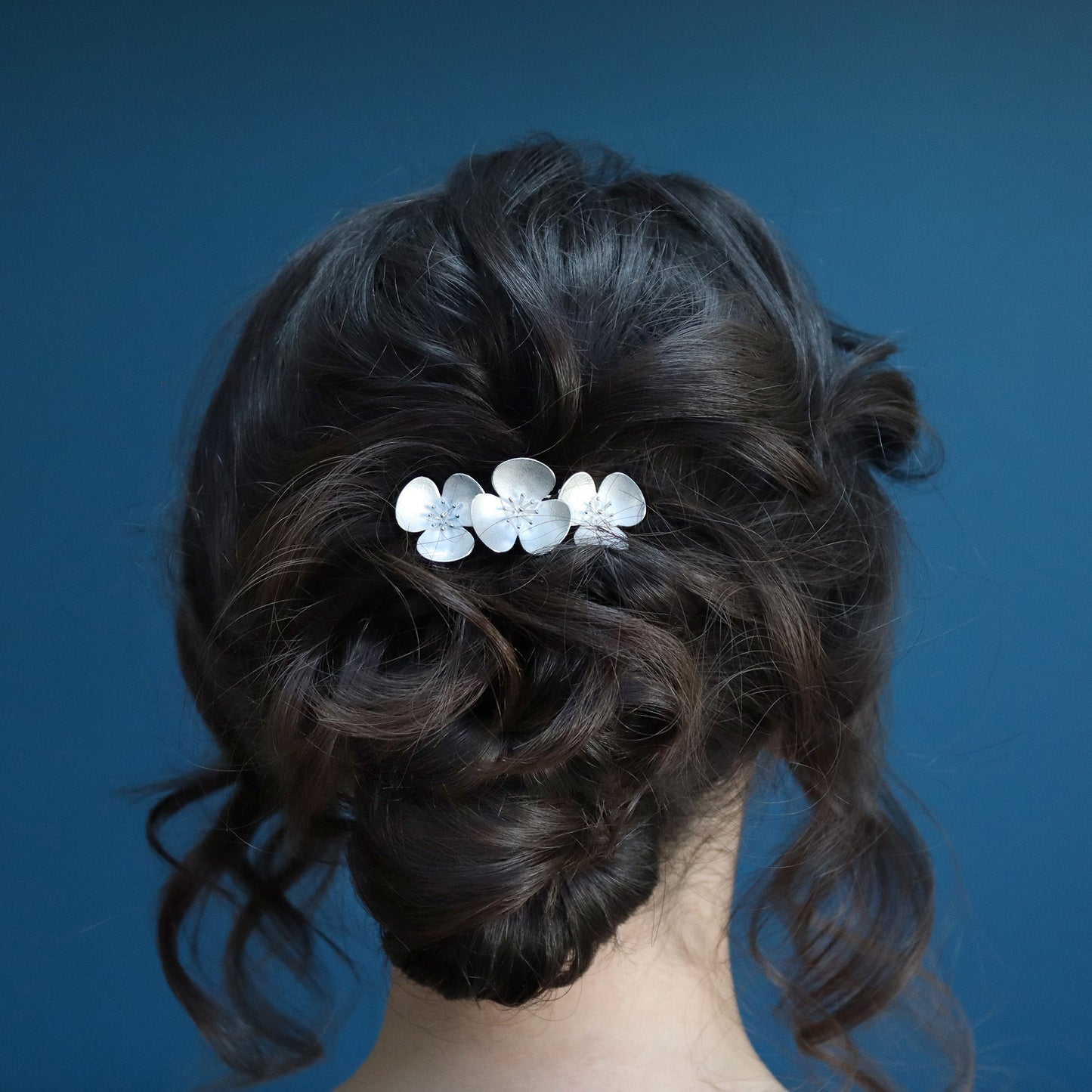 Three Silver Poppies Bridal Barette Hairclip, which instantly convert to a set of jewellery