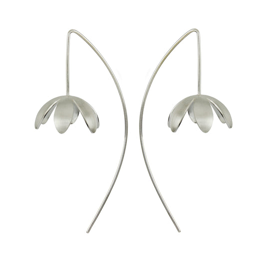 Silver Daisy Long Earrings