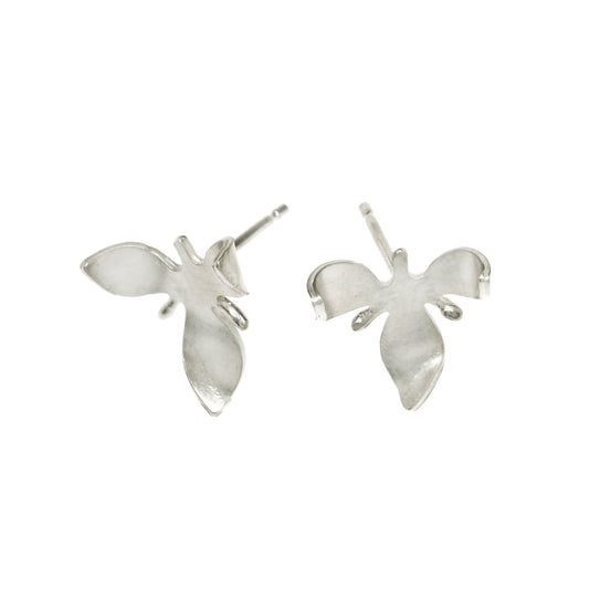 Silver Small Orchid Flowers stud earrings