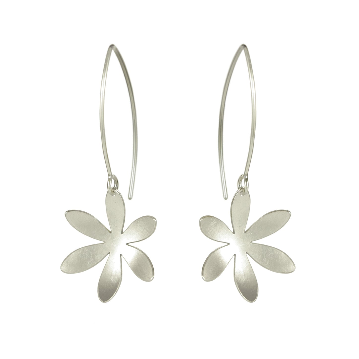 Silver Open Daisy Long Earrings