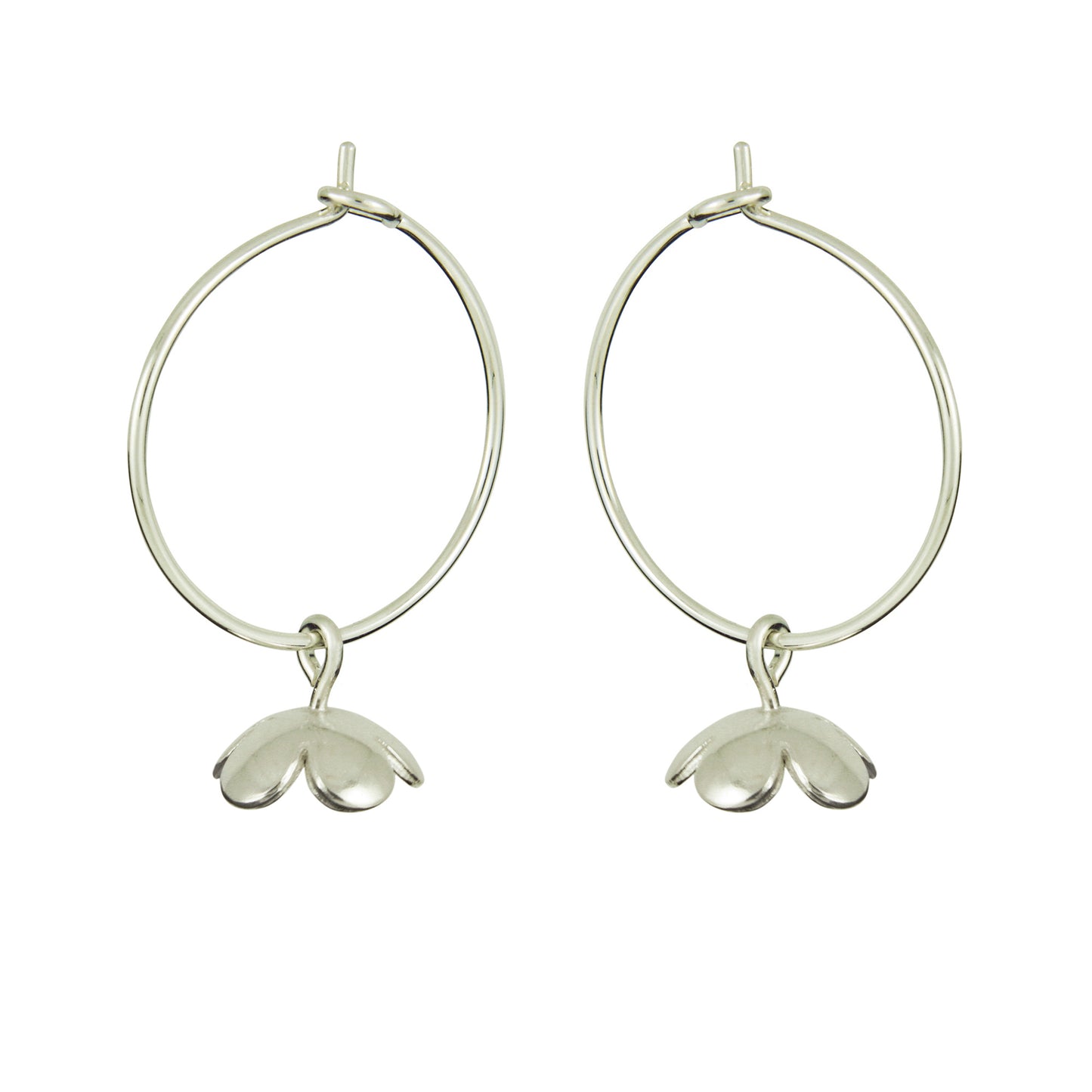 Silver Blossom Flower Hoop Earrings