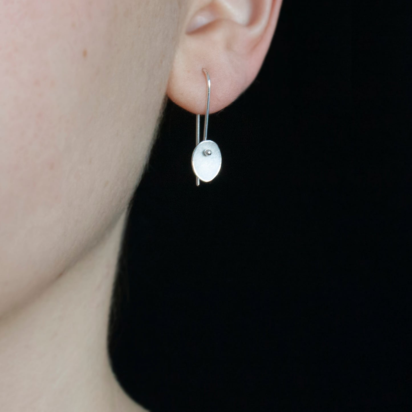 Small Silver Petals on Long Earwires