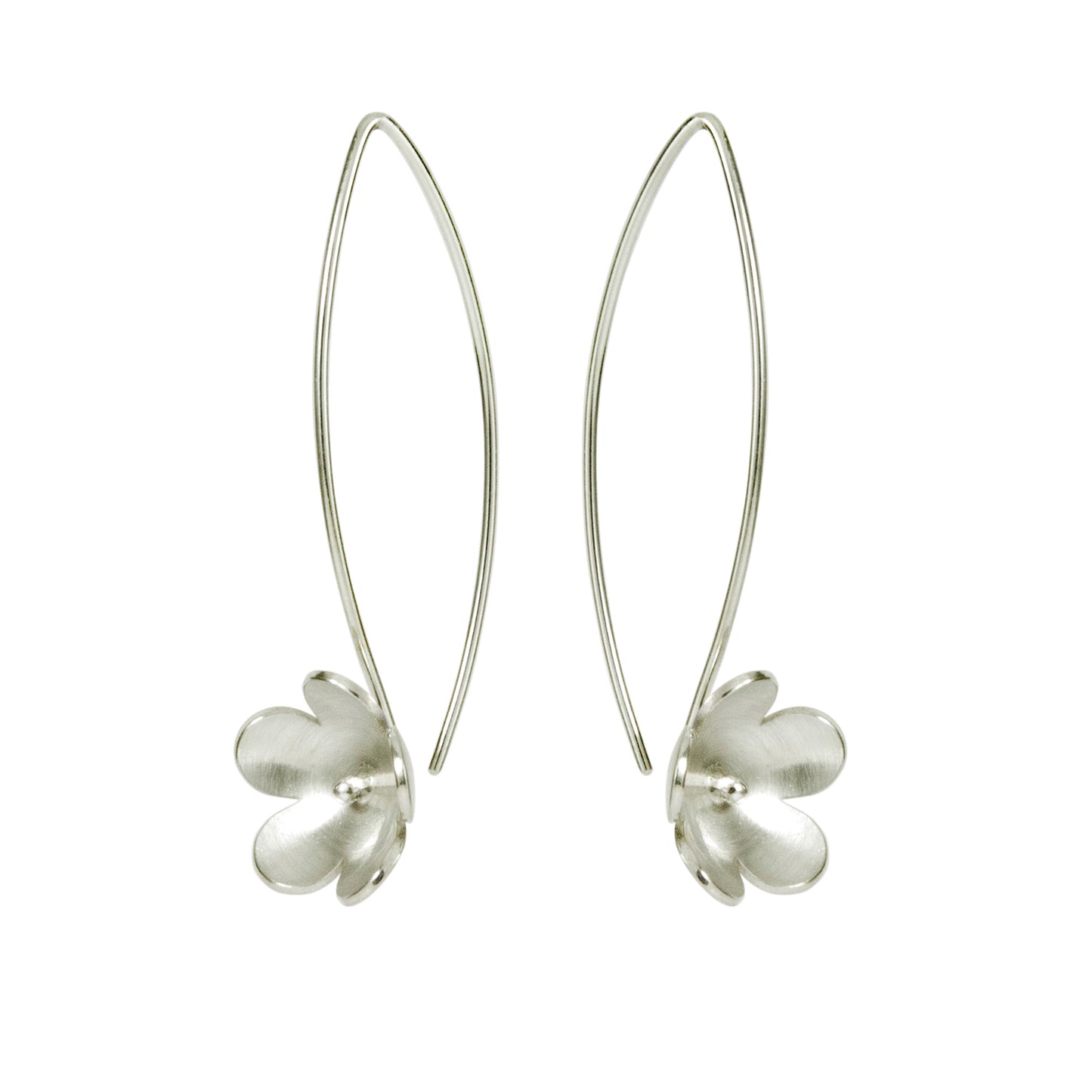 Large Silver Blossom Long Earring
