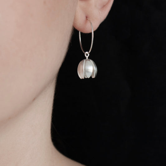 Silver crocus Hoop Earrings