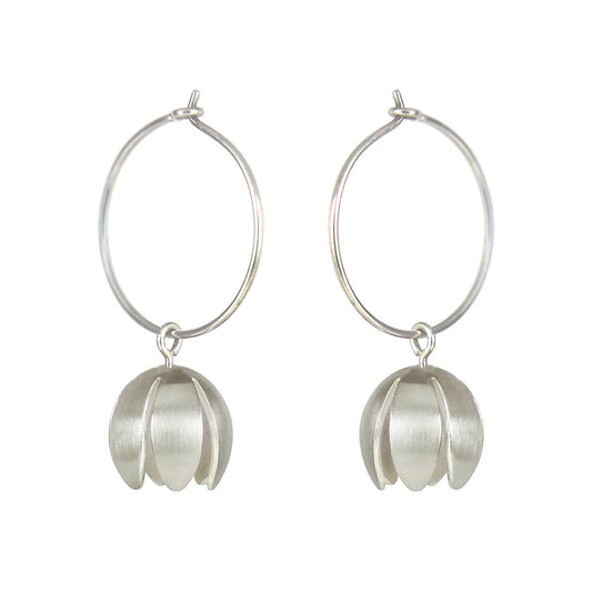 Silver crocus Hoop Earrings