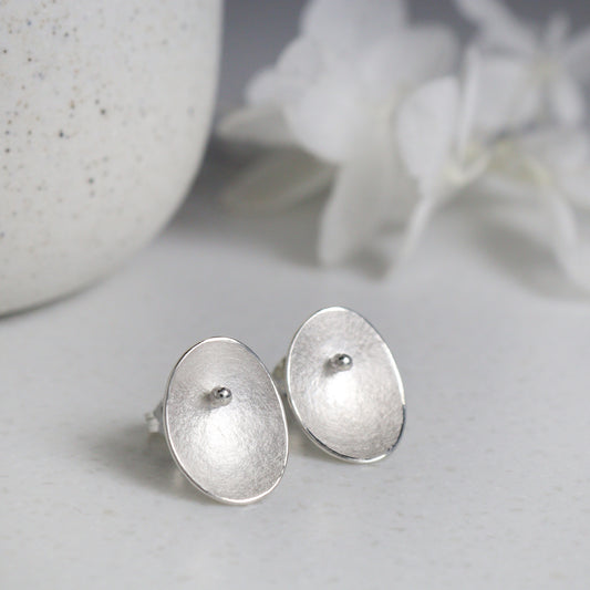 Large Silver Seed Stud Earrings