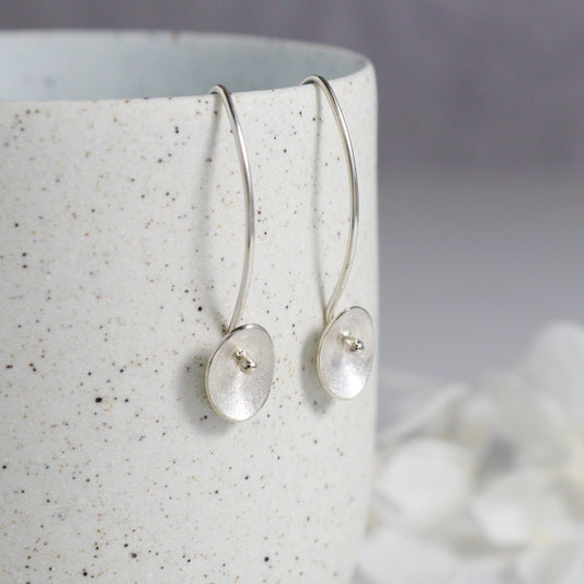 Silver Small Seed long Earrings