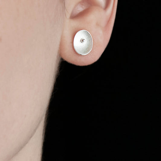 Small Silver Seed Stud Earrings