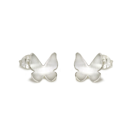 Silver butterfly Flower Stud Earrings