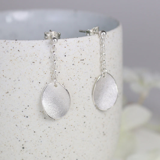 Medium curled petal on chain stud earrings
