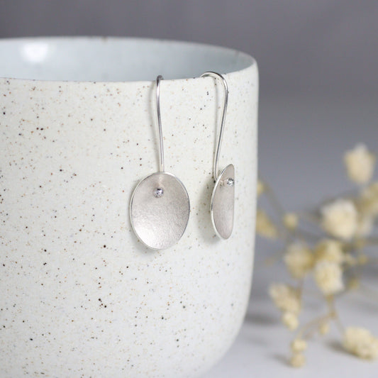 Large Silver Petals on Long Earwires