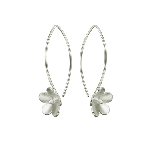 Silver Small Blossom Long Earring