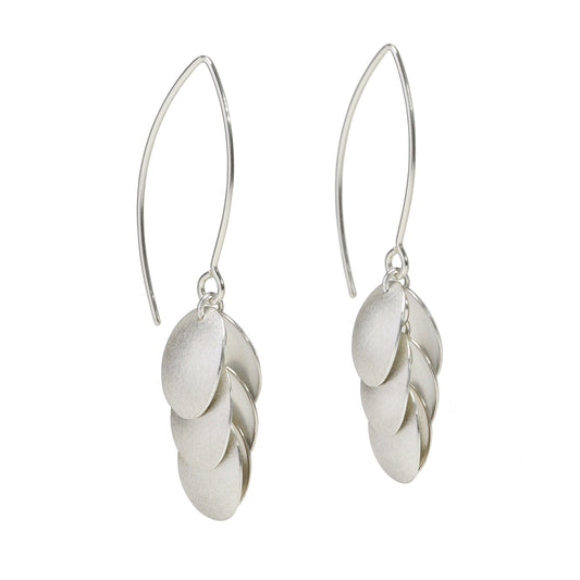 Silver Large Cascading petal long earrings