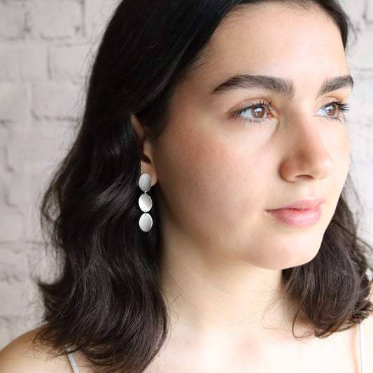 Medium Three Curled Petals Stud Earrings