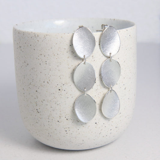 Medium Three Curled Petals Stud Earrings