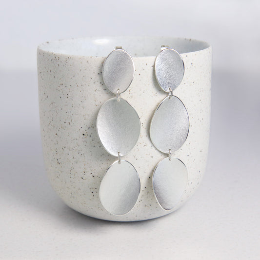 Large Three Curled Petals Stud Earrings