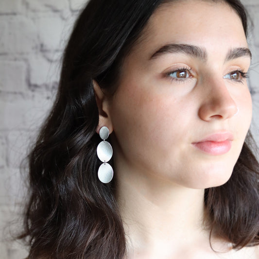 Large Three Curled Petals Stud Earrings