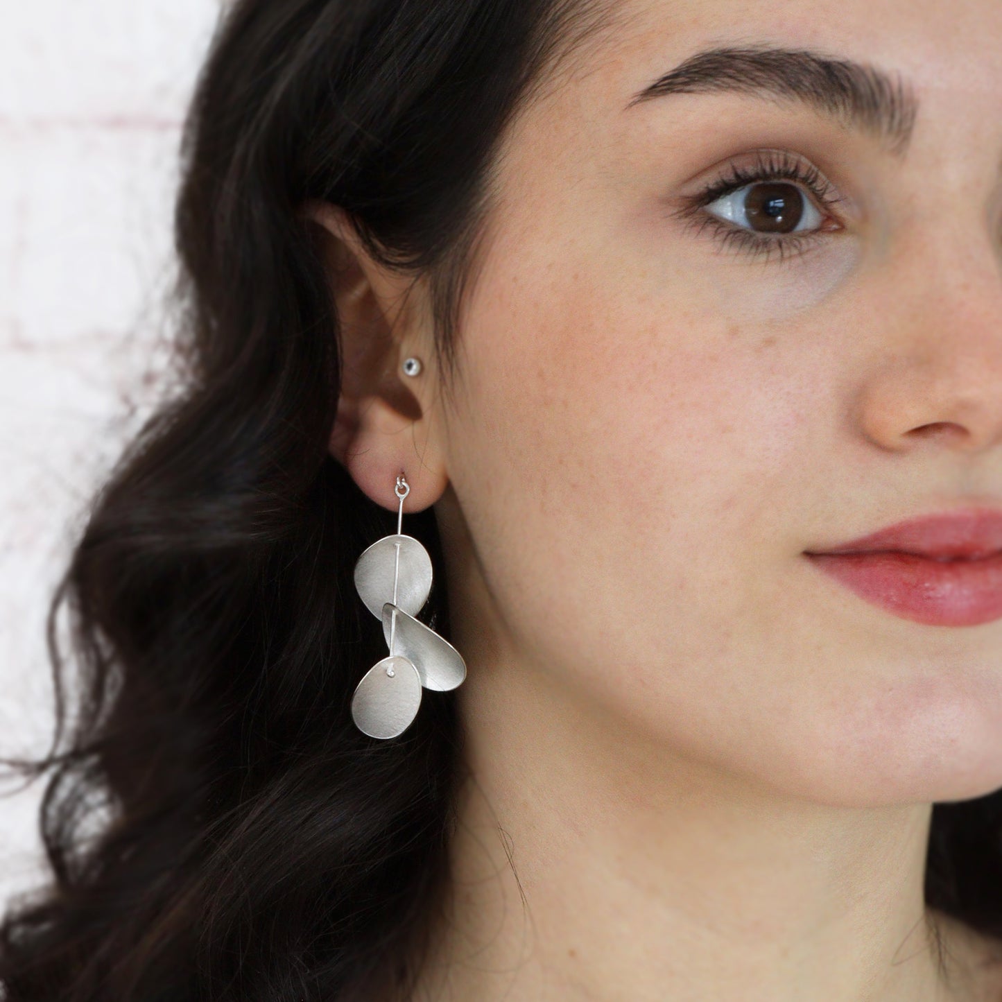 Large silver Eucalyptus earrings