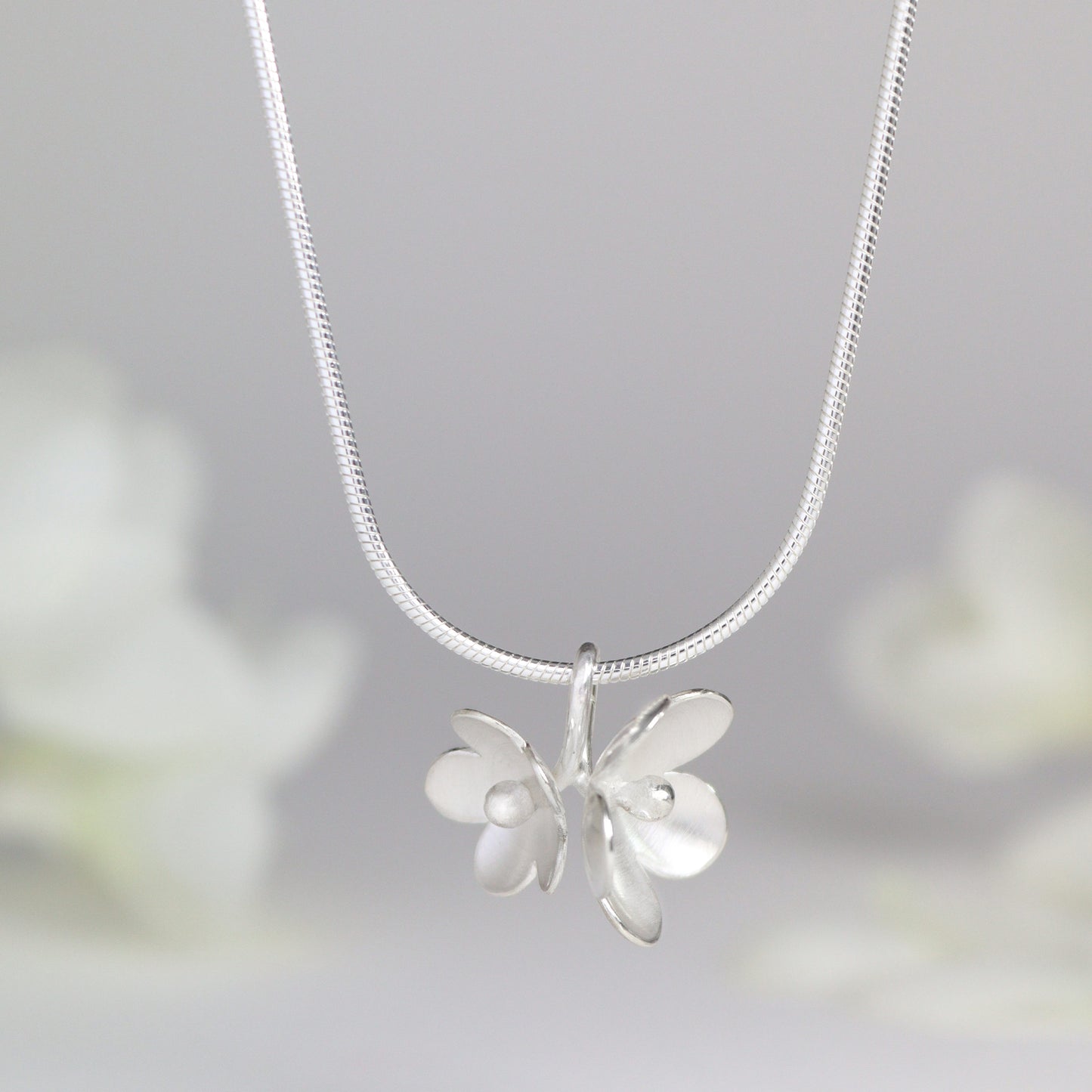 Silver Cherry Blossom Necklace