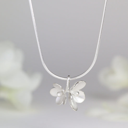 Silver Cherry Blossom Necklace
