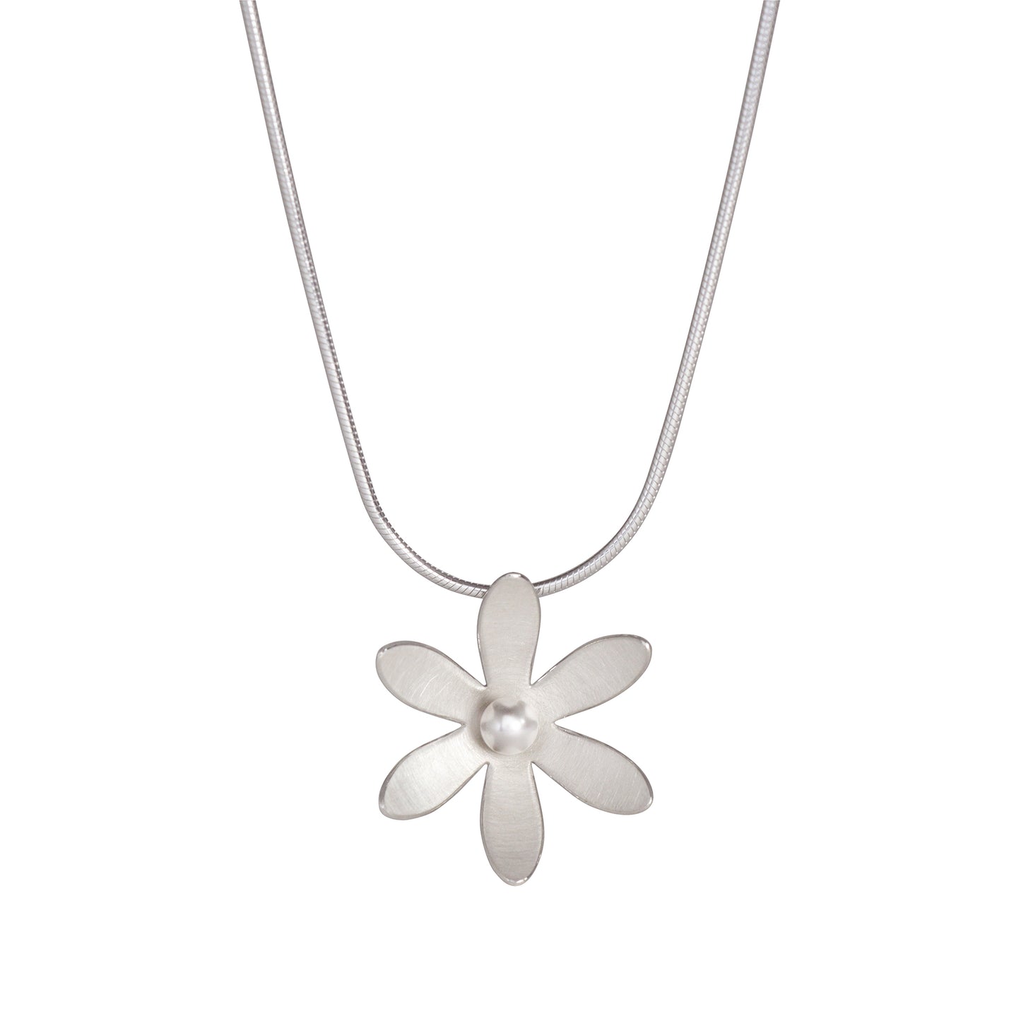 Silver and Pearl Daisy Necklace
