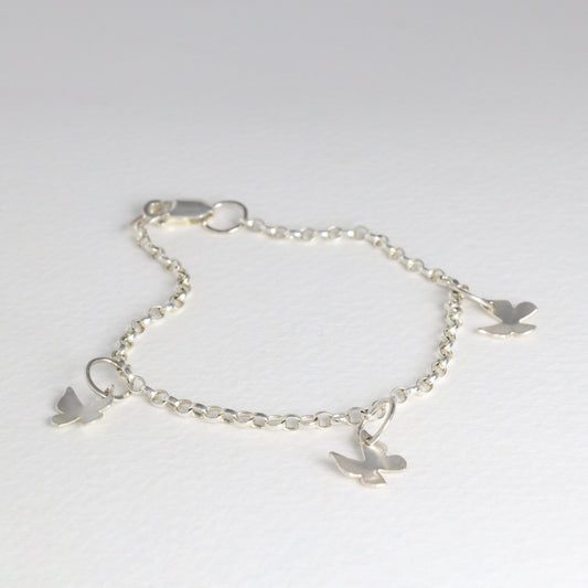 SALE Silver butterfly charm bracelet
