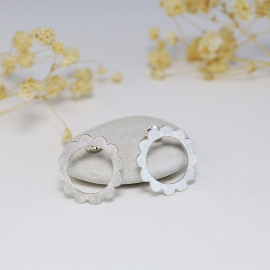 SALE Large frill stud earrings