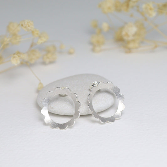 SALE Large domed frill stud earrings