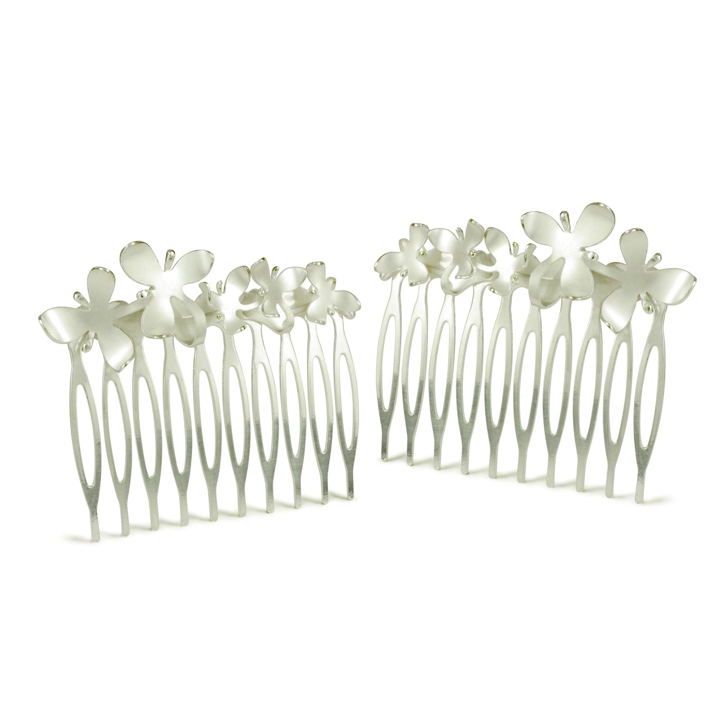 Pair of Silver Orchid Bridal Hair combs, can become a set of jewellery