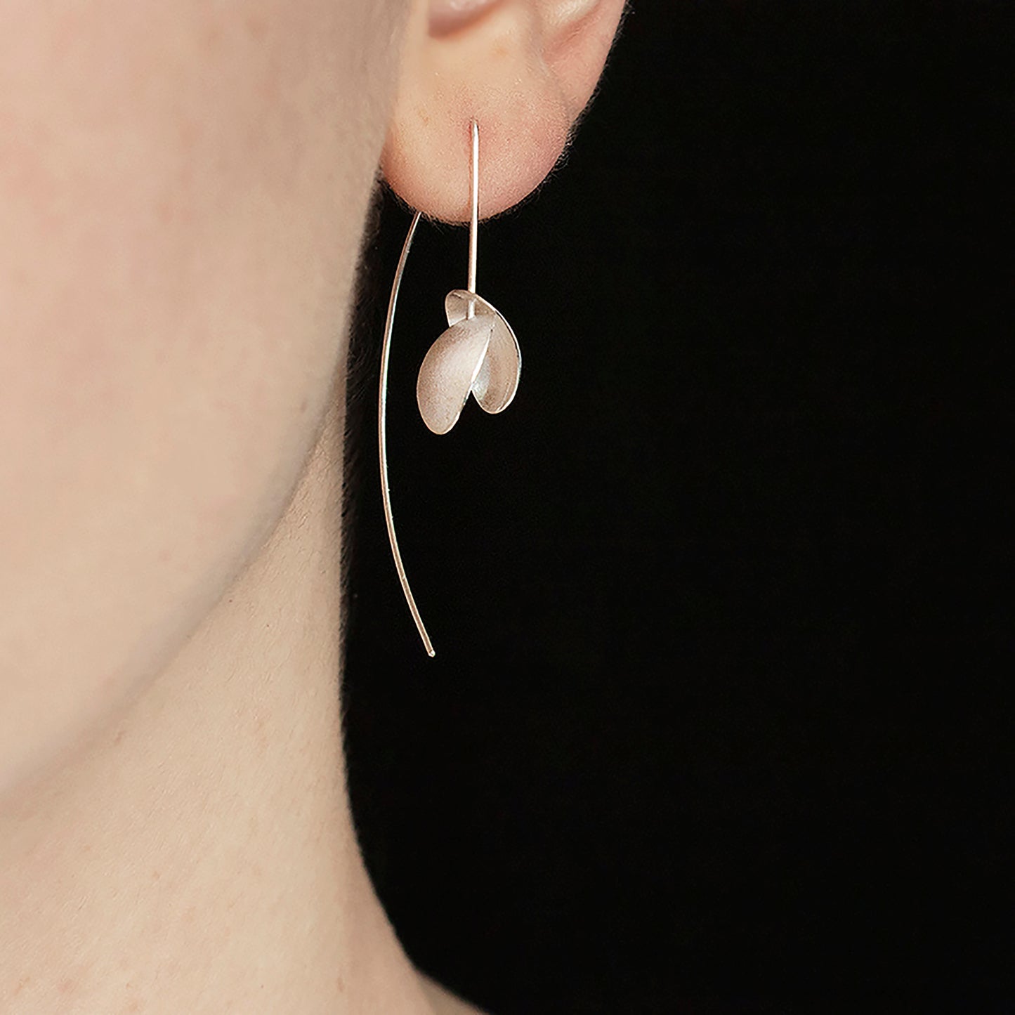 Long Silver Seed Pod Earrings