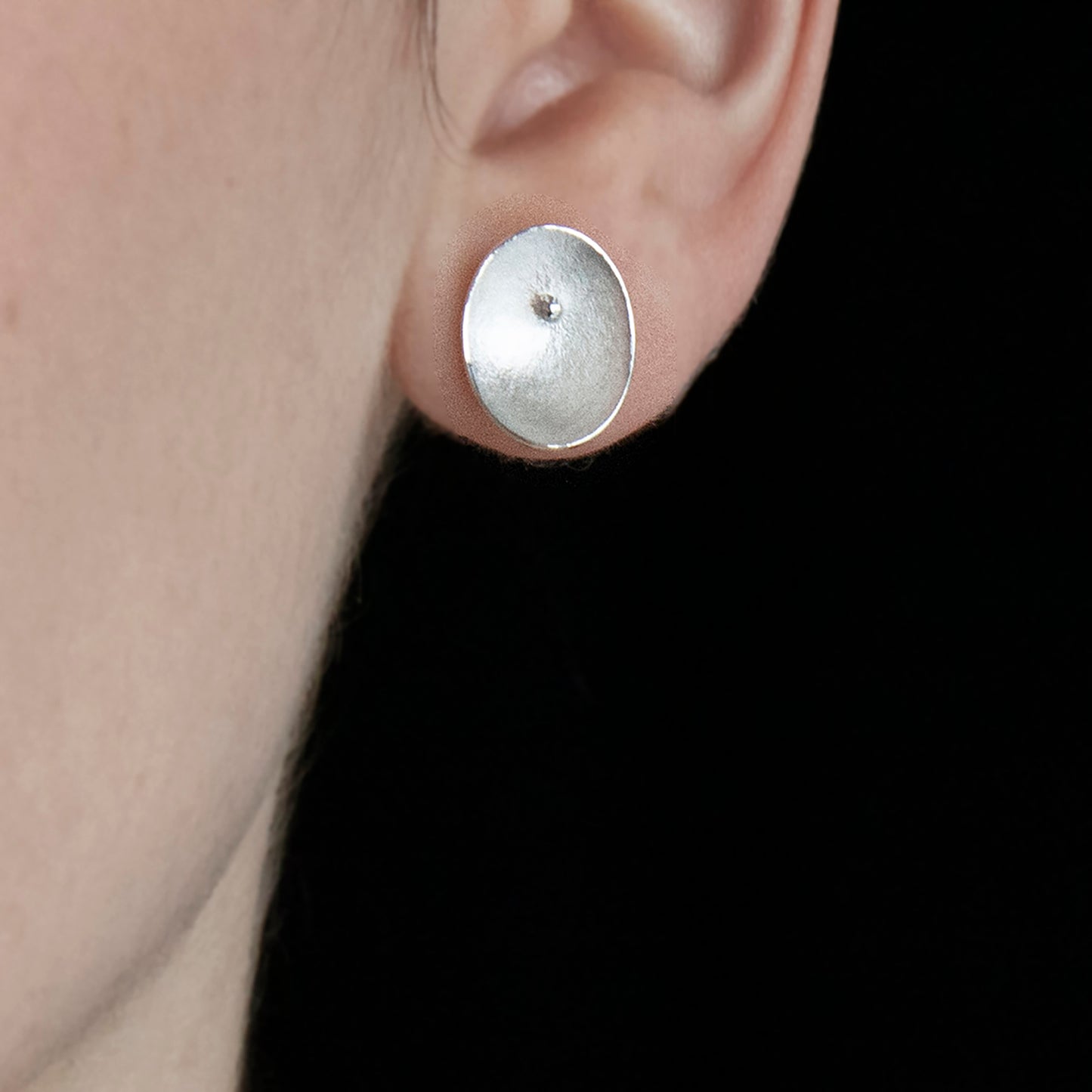 Large Silver Seed Stud Earrings