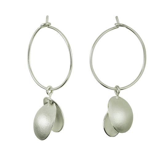 Silver Seed Pod Hoop Earrings
