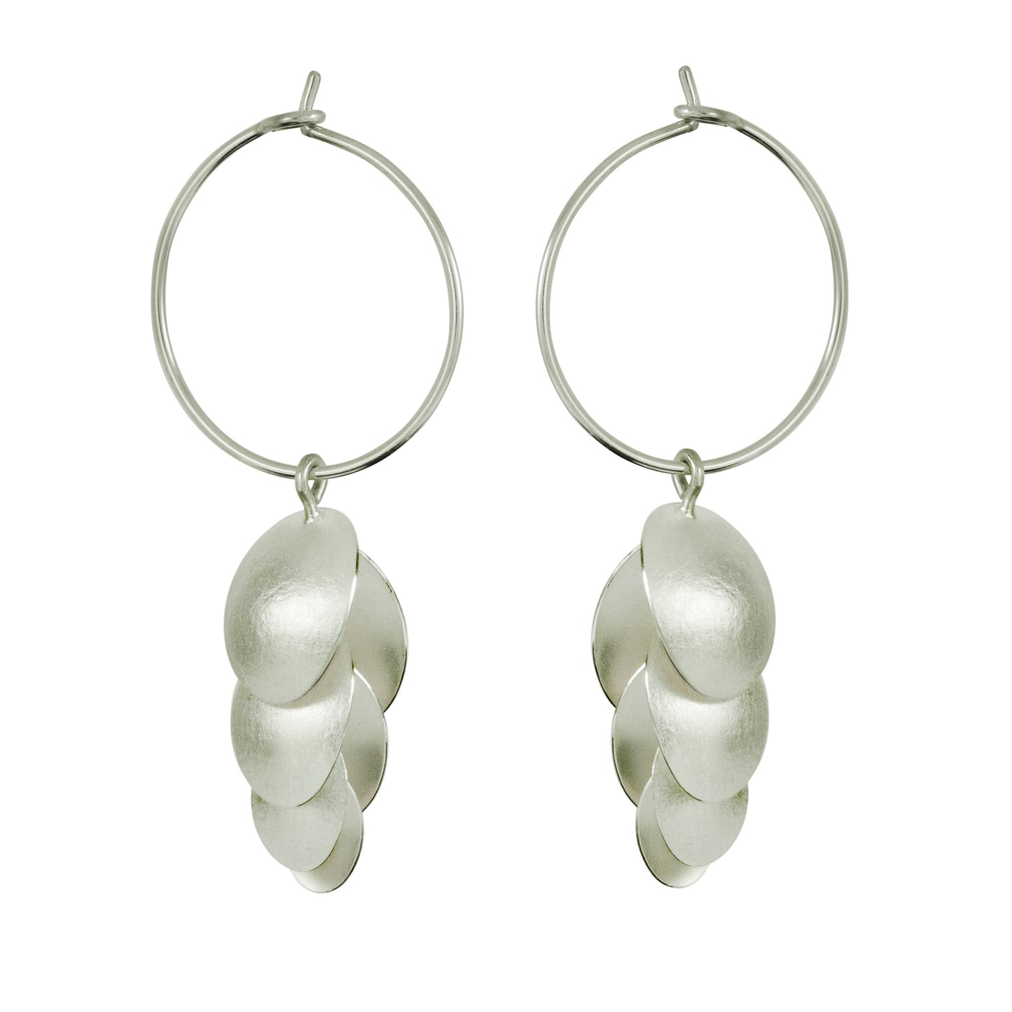 Silver Triple Seed Pod Hoop earrings