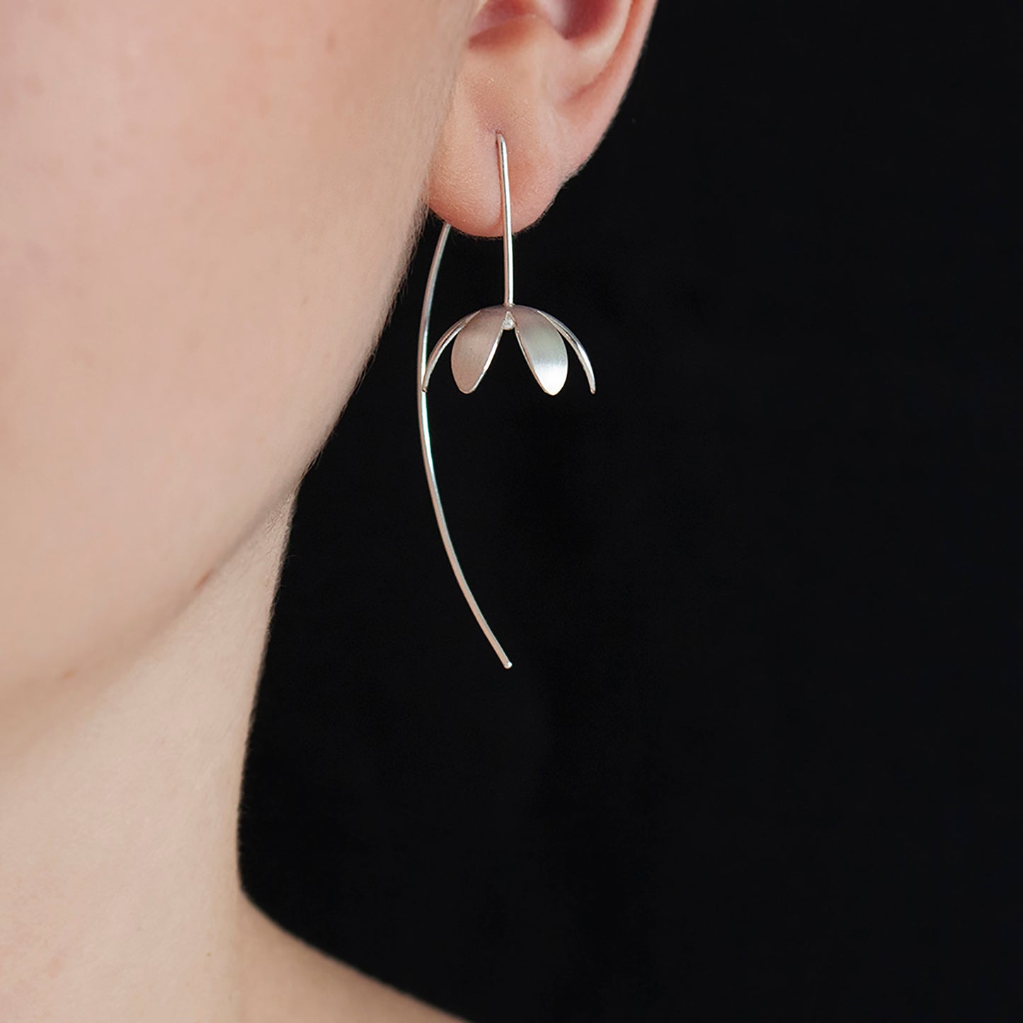 Silver Daisy Long Earrings