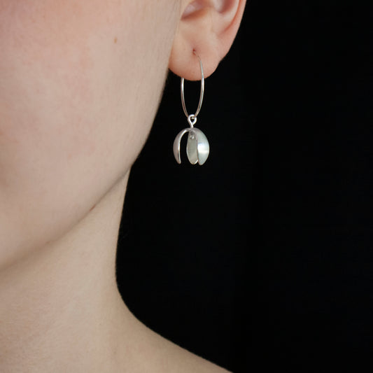 Silver Snowdrop hoop earrings