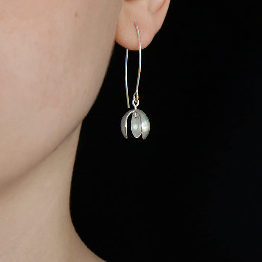 Silver Snowdrop long earrings