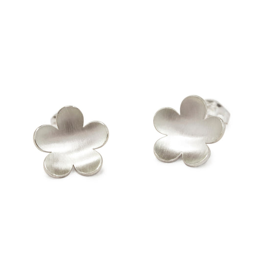Silver buttercup Flower Stud Earrings