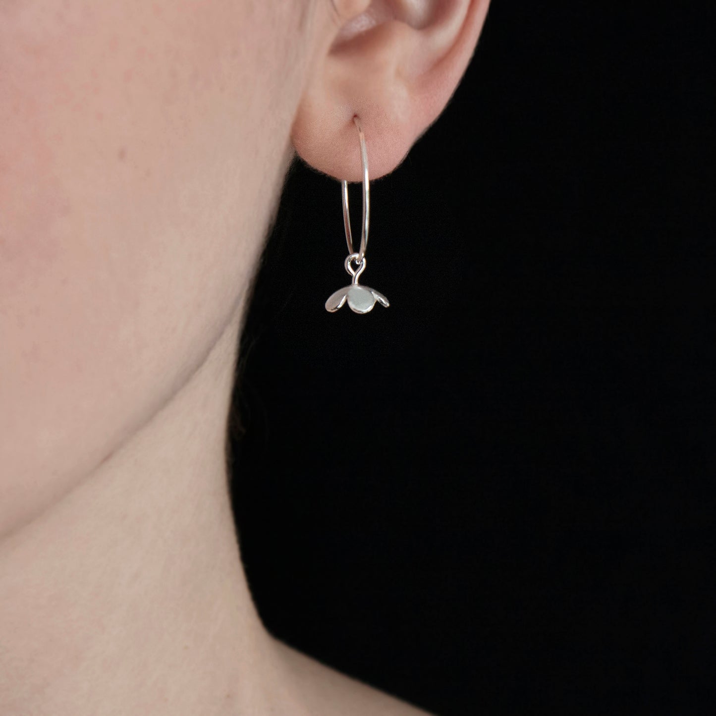 Silver Blossom Flower Hoop Earrings