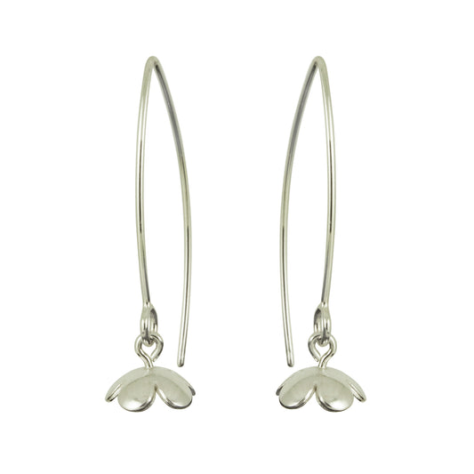 Silver Blossom Flower Long Earrings