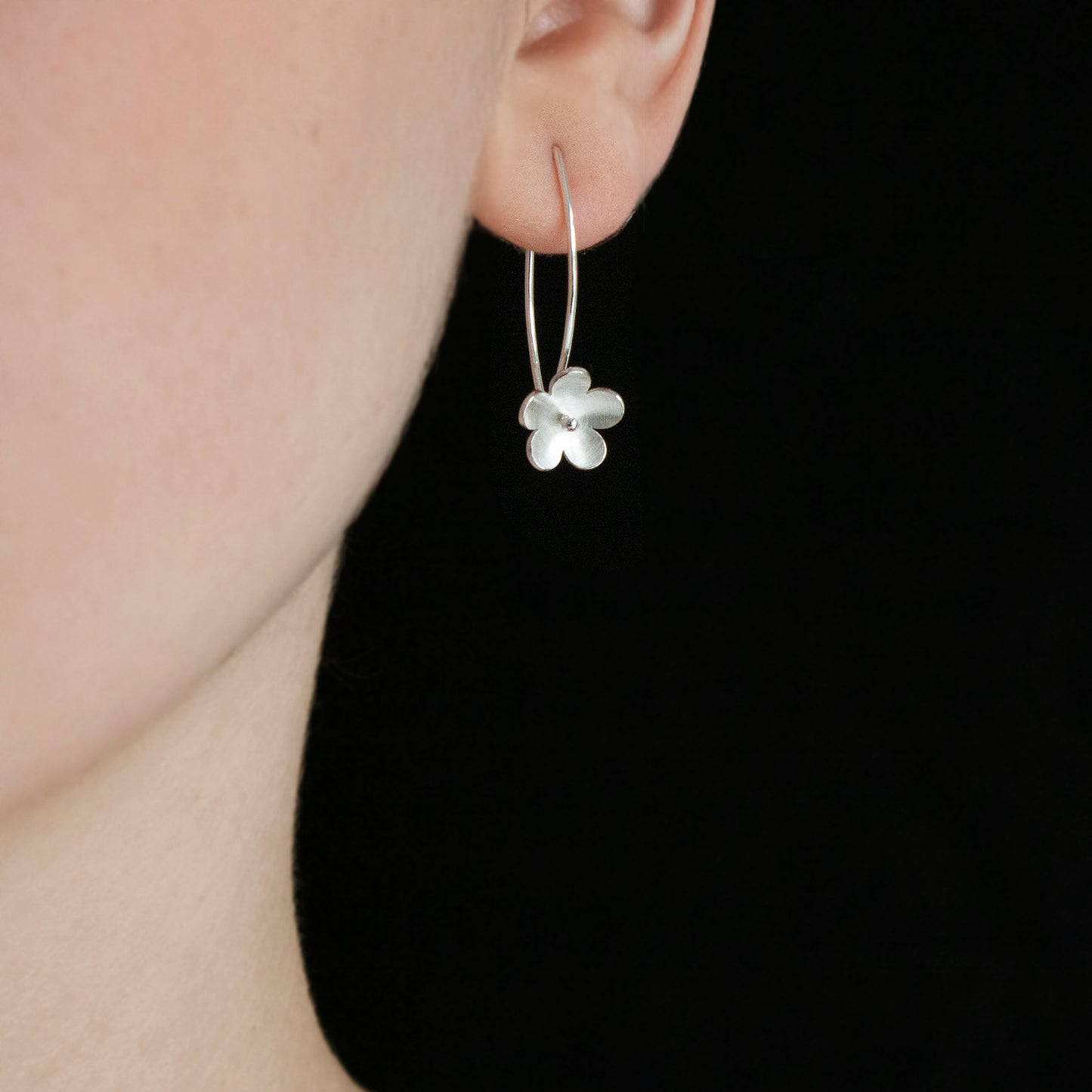 Silver Small Blossom Long Earring