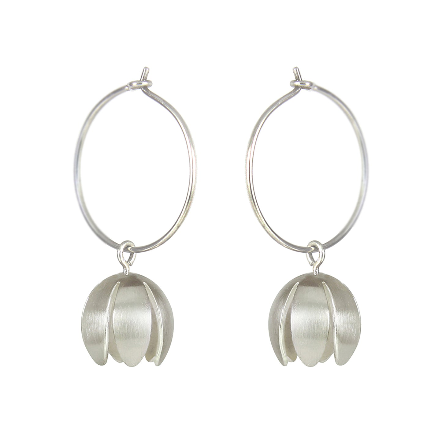 Silver crocus Hoop Earrings