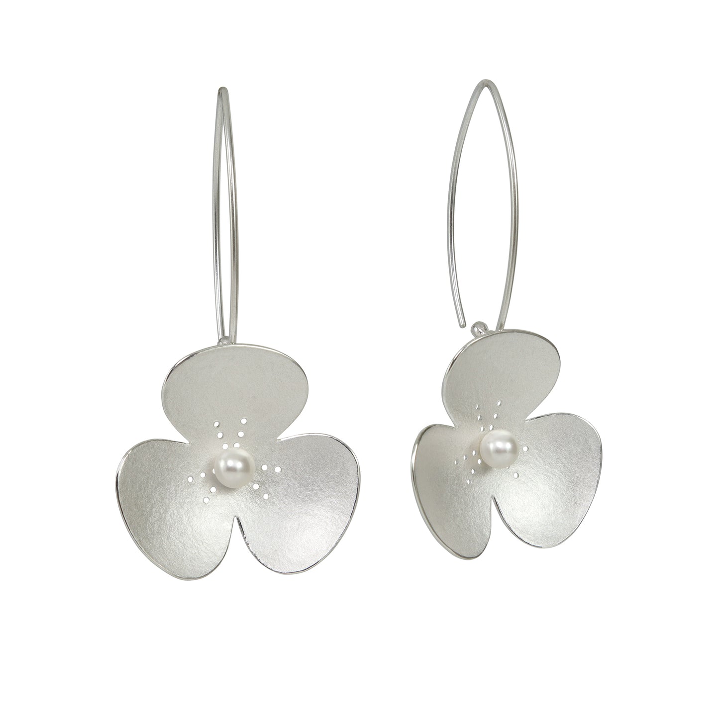 Two Silver and Pearl Poppy hairpins, which instantly convert into earrings