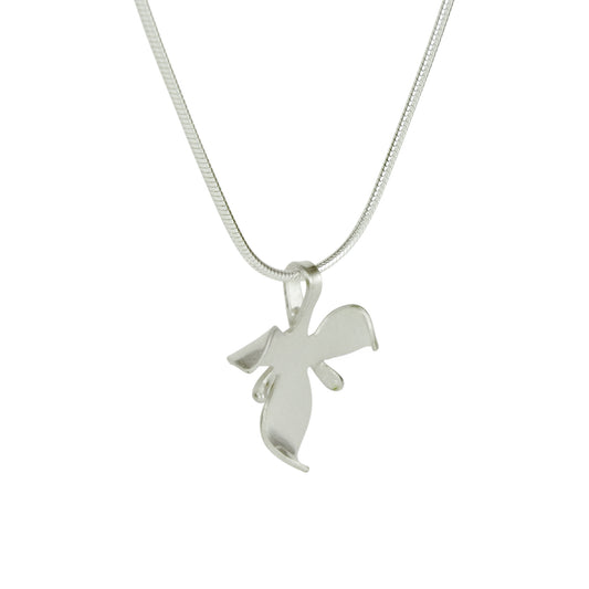 Silver Angel Orchid Necklace on silver snake chain. Handmade by Gabriella Casemore