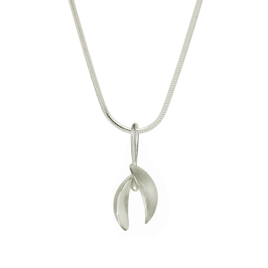Silver Seed Pod Necklace on Snake chain