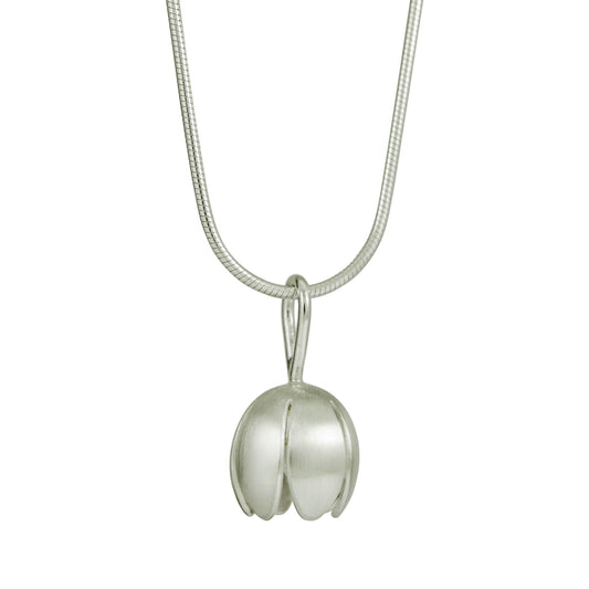 Silver Crocus Flower Necklace