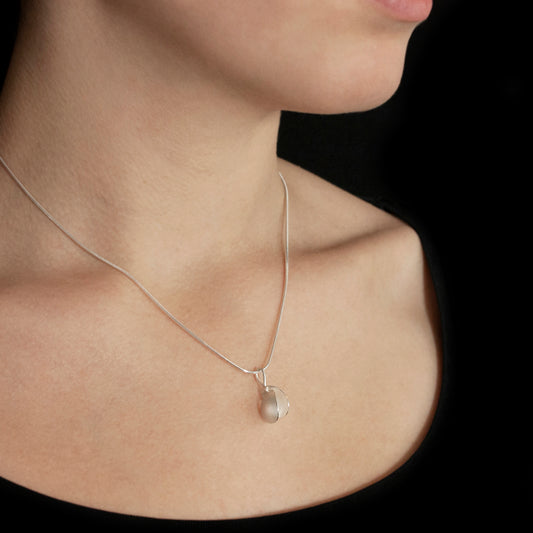 Silver Seed Pod Necklace on Snake chain
